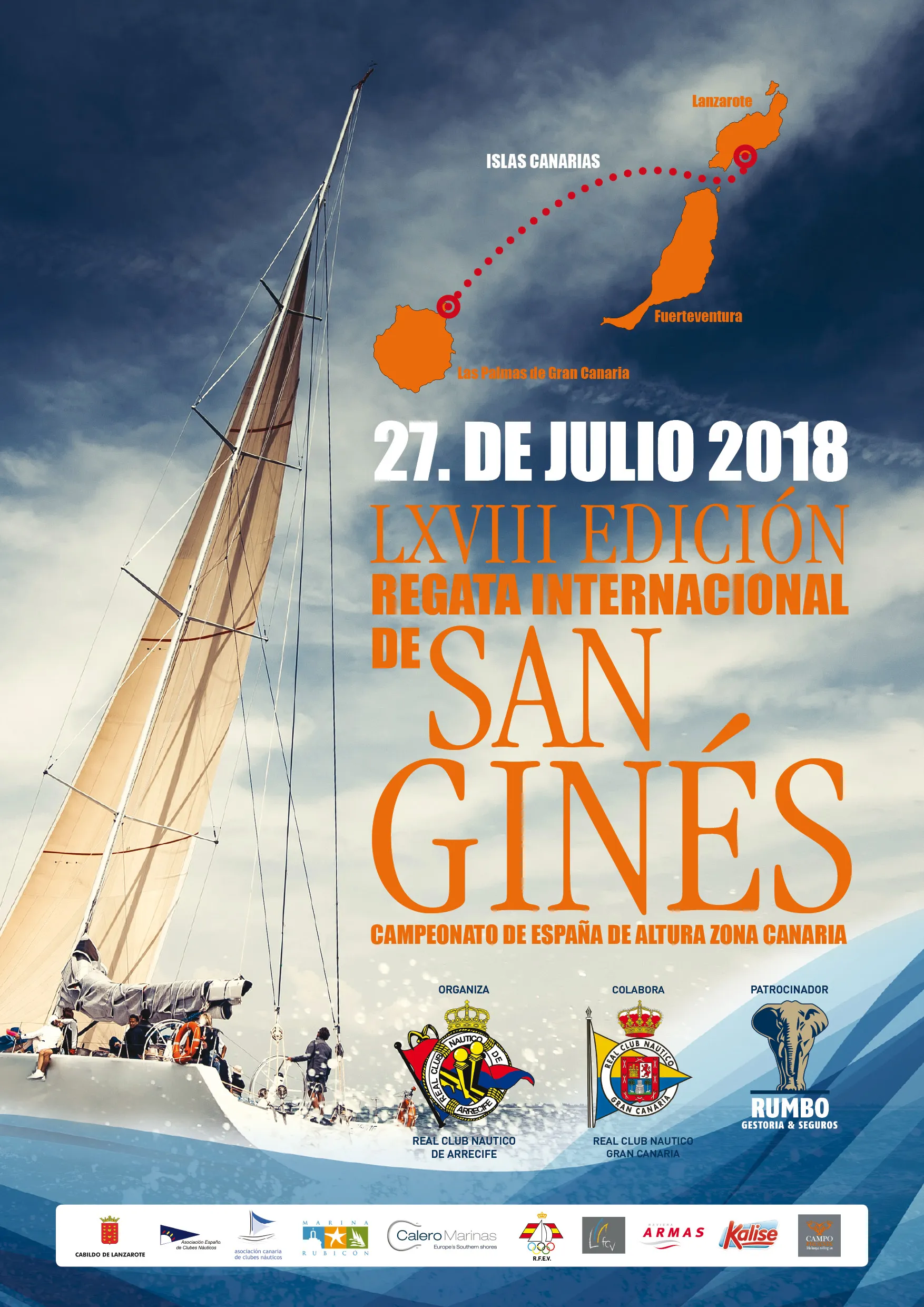 Cartel de la Regata Internacional de San Ginés, patrocinada por Rumbo